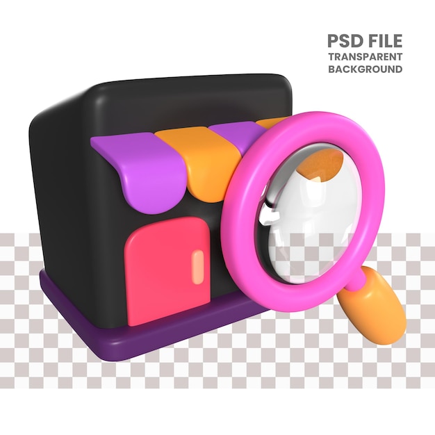 Icono de ilustración 3d de búsqueda de productos