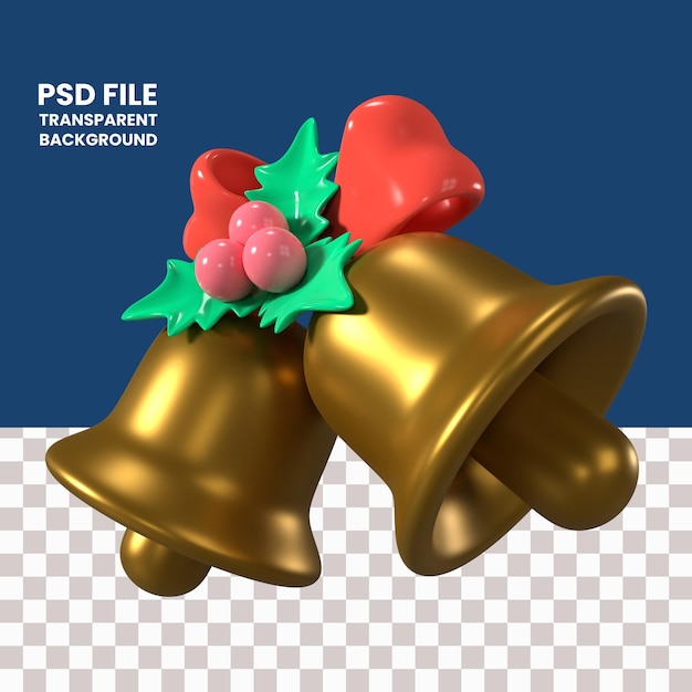 Icono de ilustración en 3D de la campana de Navidad