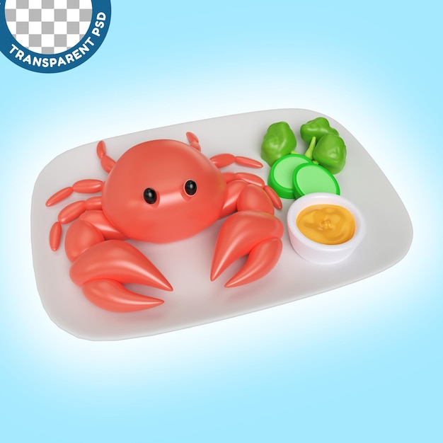 PSD icono de ilustración 3d de cangrejo frito