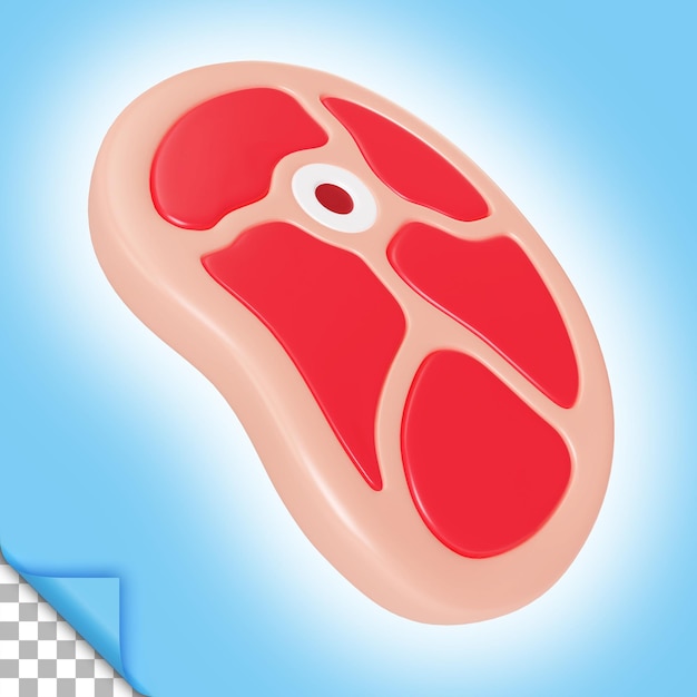 Icono de ilustración 3d de carne cruda