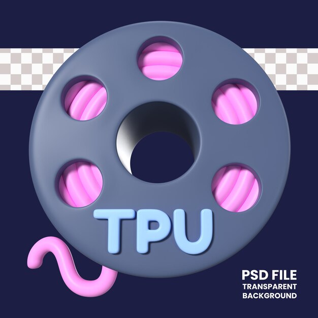 PSD icono de ilustración 3d del carrete de filamento de tpu