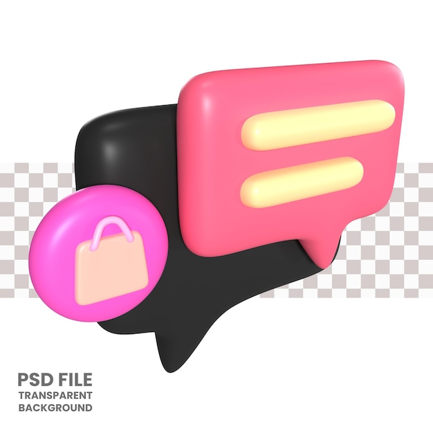 PSD icono de ilustración 3d de chat de vendedor