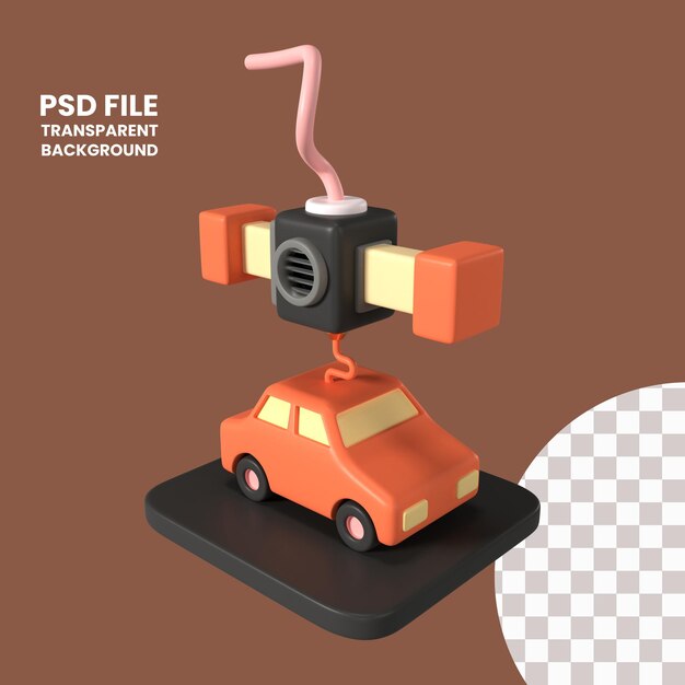 PSD icono de ilustración 3d del coche de impresión