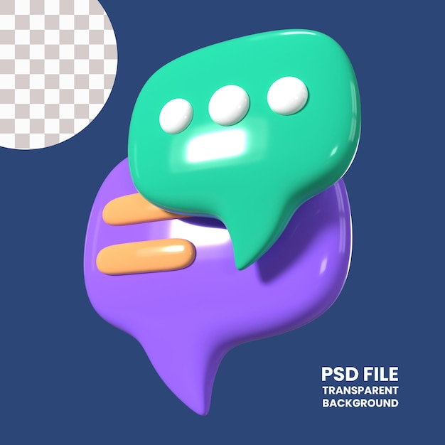 PSD icono de la ilustración 3d de comentarios