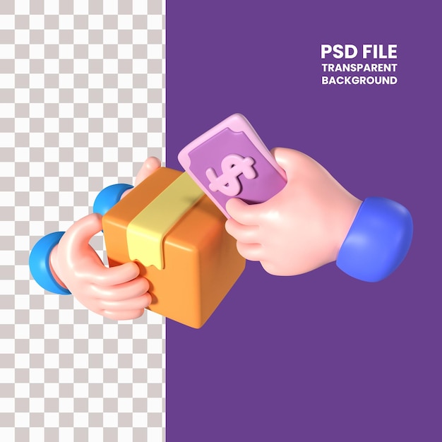 PSD icono de ilustración 3d contra reembolso