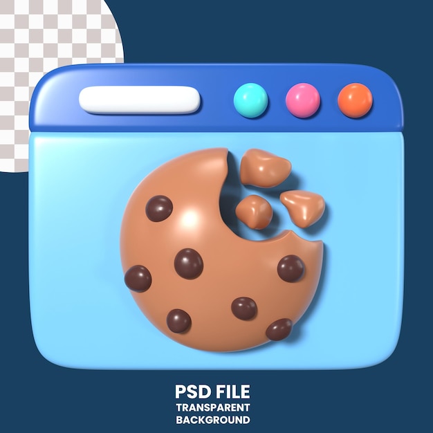 PSD icono de ilustración 3d de la cookie del navegador