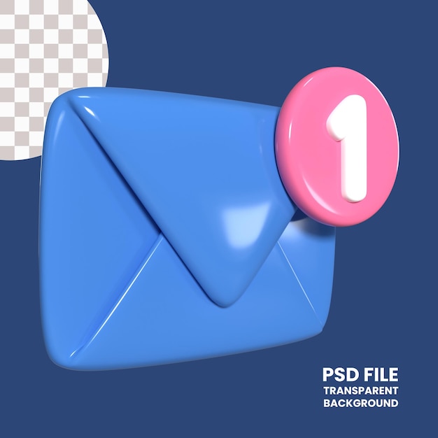 PSD icono de ilustración 3d de correo electrónico