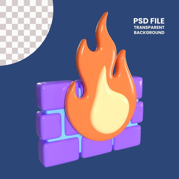 PSD icono de ilustración 3d del cortafuegos