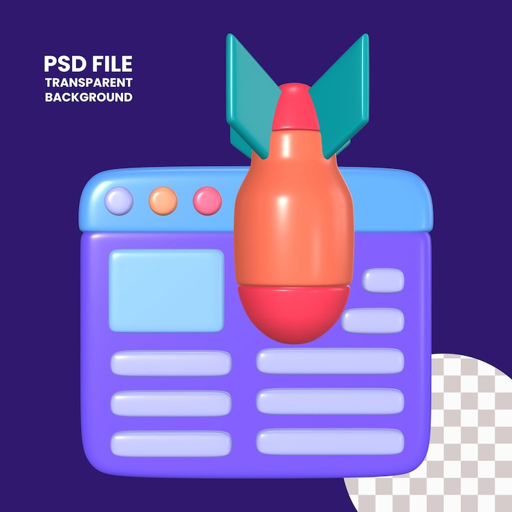 PSD icono de la ilustración 3d de ddos