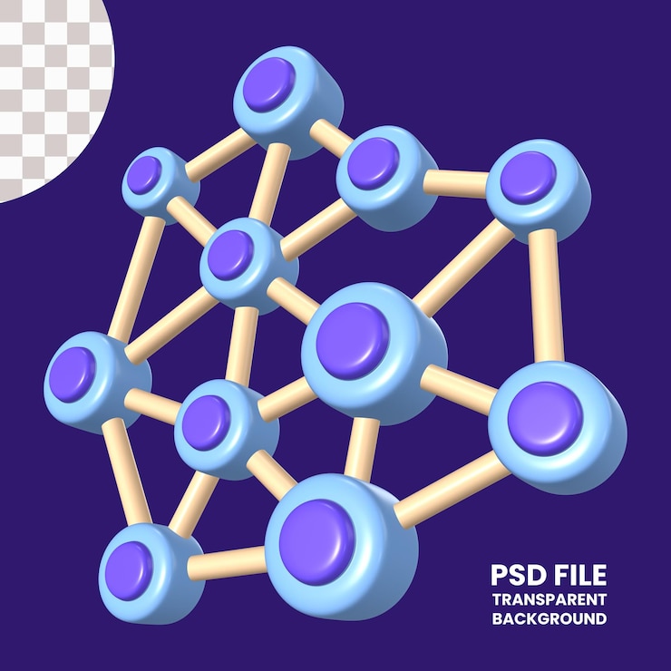 PSD el icono de la ilustración 3d de la descentralización