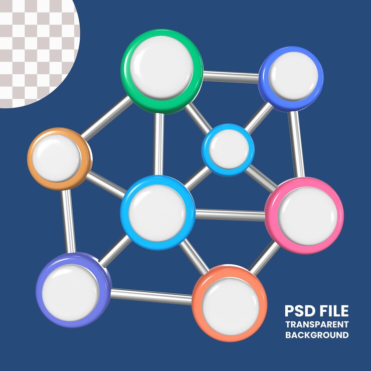 PSD el icono de la ilustración 3d de la descentralización