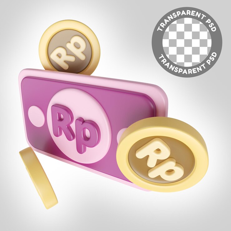 PSD icono de ilustración 3d de dinero de rupia
