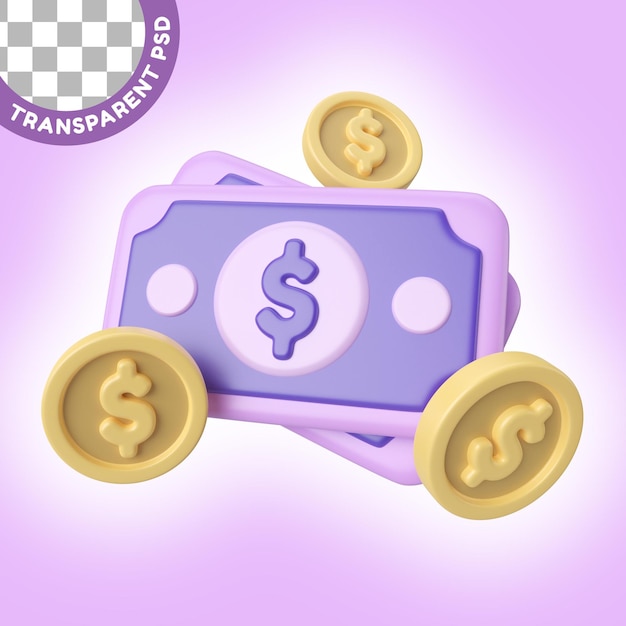 Icono de ilustración 3d de dinero