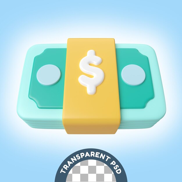 Icono de ilustración 3d de dinero