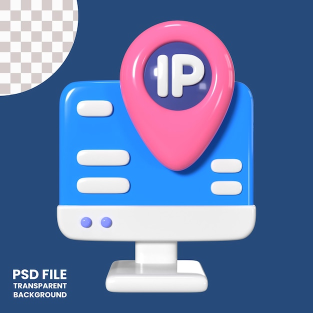 PSD icono de ilustración 3d de la dirección ip