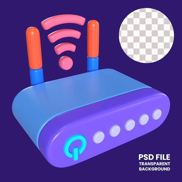 PSD icono de ilustración 3d del enrutador