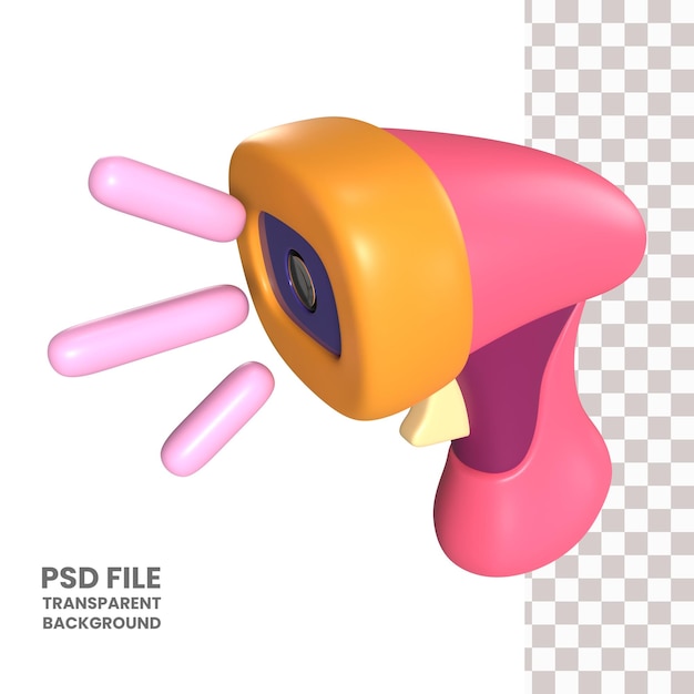 Icono de ilustración 3D del escáner de código de barras