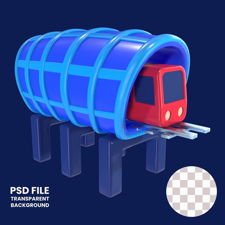 PSD icono de ilustración 3d de la estación de lrt