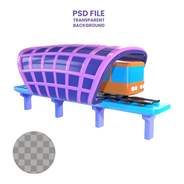 Icono de ilustración 3D de la estación de LRT