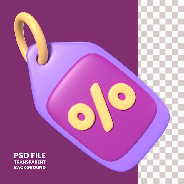 Icono de ilustración 3d de etiqueta de descuento