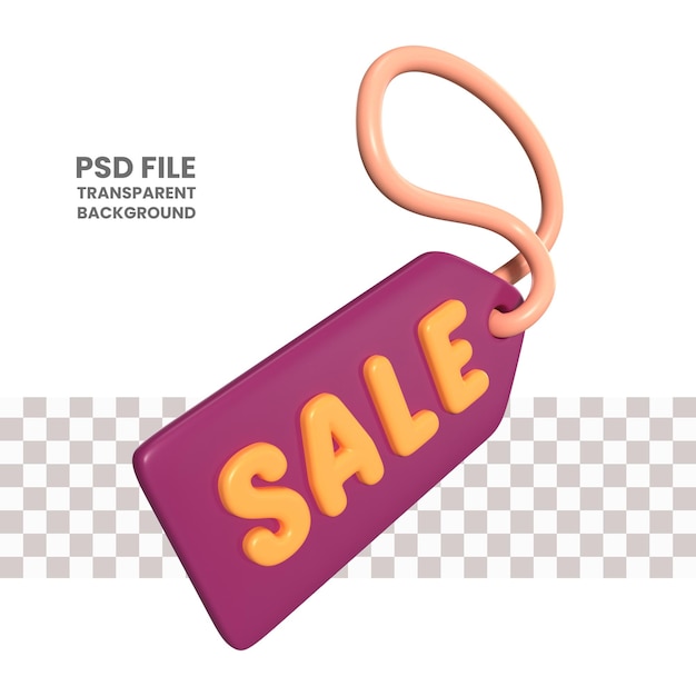 PSD icono de ilustración 3d de etiqueta de venta