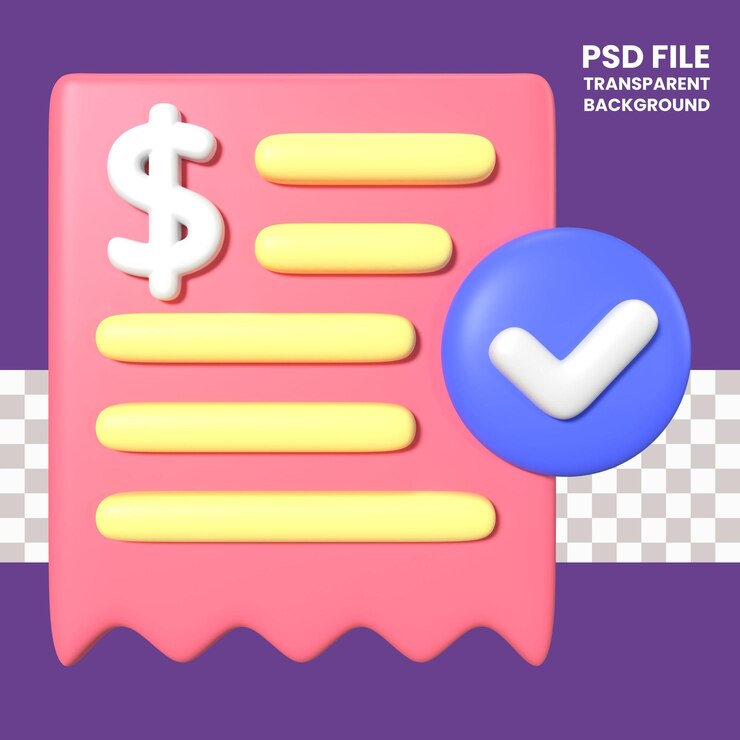 PSD icono de ilustración 3d de facturas