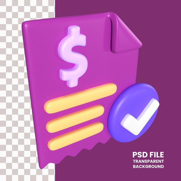 PSD icono de ilustración 3d de facturas