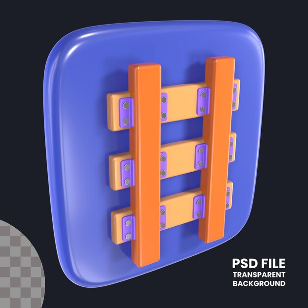 Icono de ilustración 3D del ferrocarril