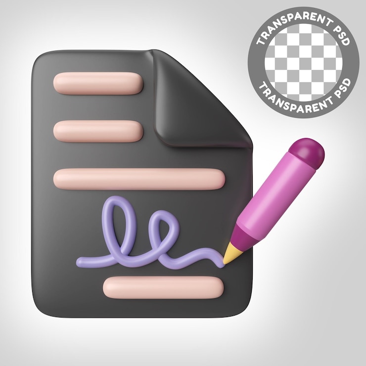 PSD icono de ilustración 3d de firma
