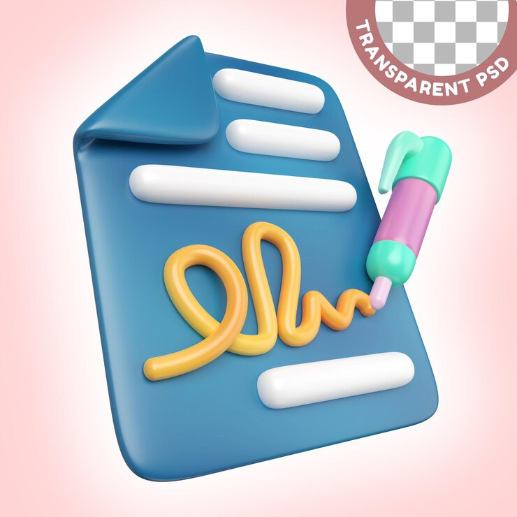 PSD icono de ilustración 3d de firma