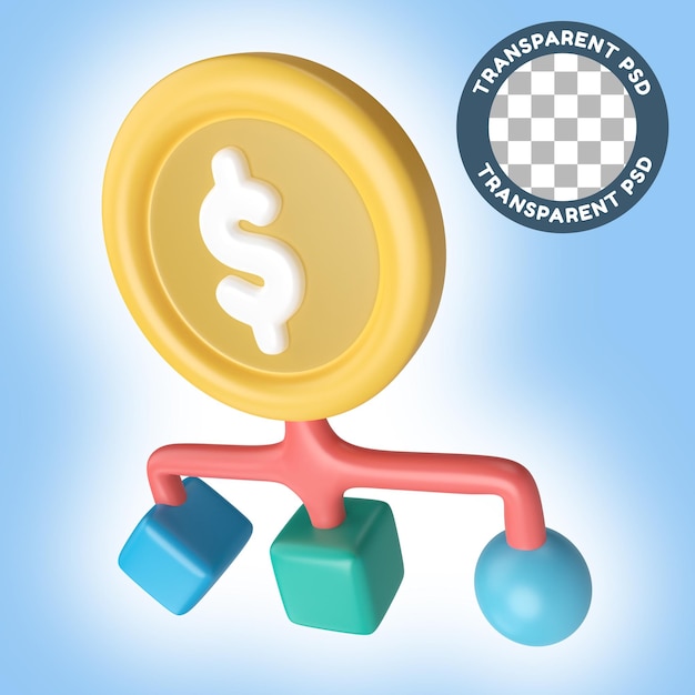 Icono de ilustración 3d de gestión de dinero