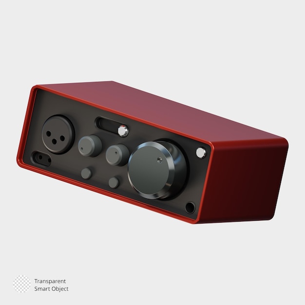 El icono de ilustración 3D hace que la tarjeta de sonido de la interfaz de audio externa de la grabación de la computadora esté aislada