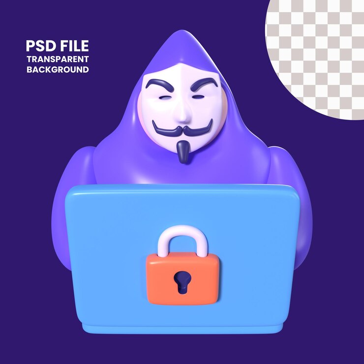 PSD el icono de la ilustración 3d de hacker