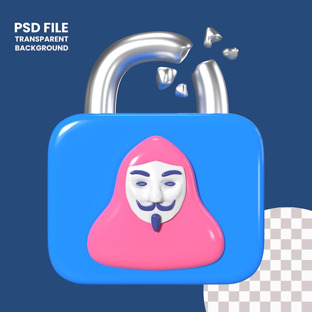 El icono de la ilustración 3d de hacker