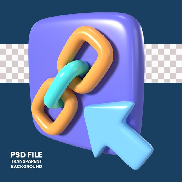 PSD icono de ilustración 3d de hipervínculo