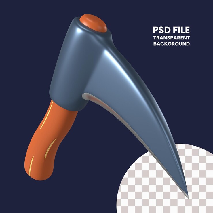 PSD icono de ilustración 3d de la hoz de la muerte
