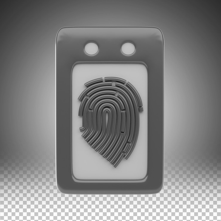 PSD icono y ilustración en 3d de las huellas dactilares