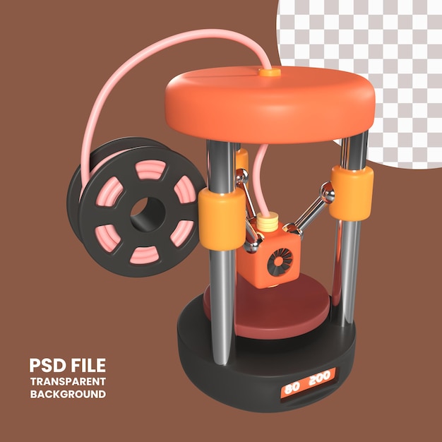 PSD icono de ilustración 3d de la impresora 3d delta