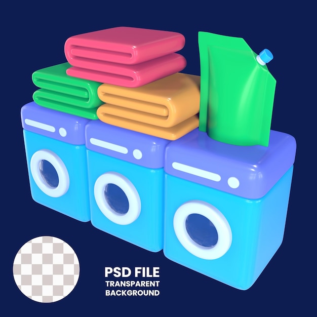 Icono de la ilustración 3D de la lavandería automática