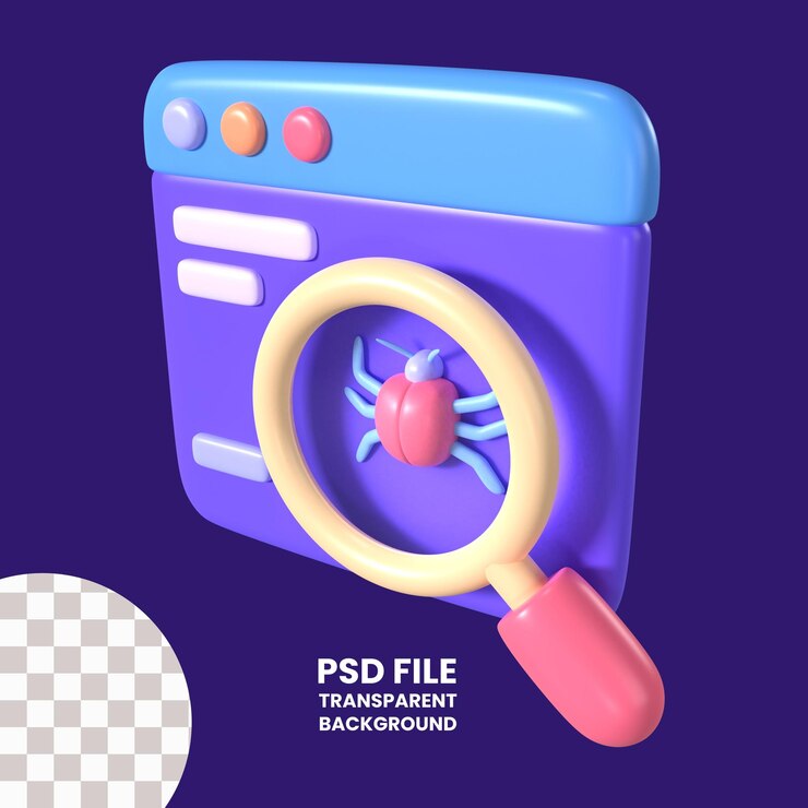 PSD icono de ilustración 3d de malware