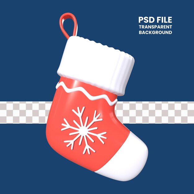 PSD icono de ilustración en 3d de las medias de navidad