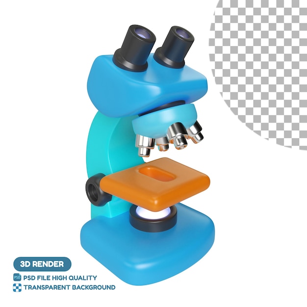 PSD icono de ilustración 3d del microscopio ocular twolens