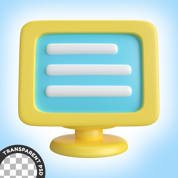 Icono de ilustración 3D del monitor crt