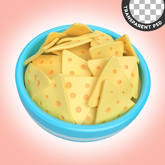 PSD icono de ilustración 3d de nachos