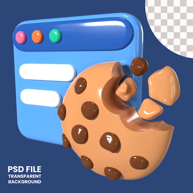 PSD el icono de la ilustración 3d del navegador de cookies