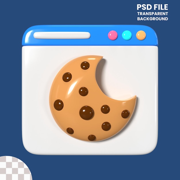 El icono de la ilustración 3D del navegador de cookies