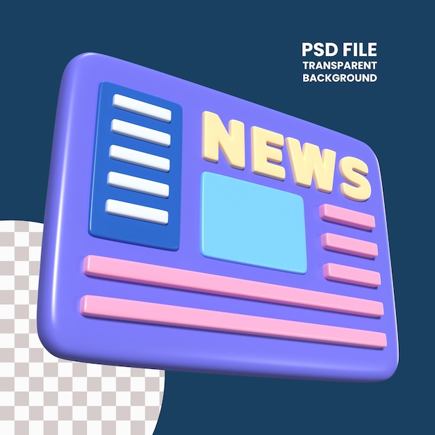 PSD el icono de la ilustración 3d de las noticias de internet