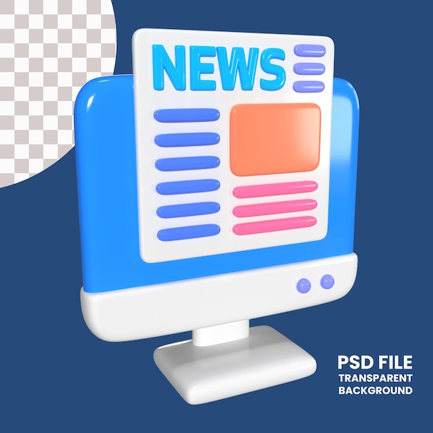 PSD el icono de la ilustración 3d de las noticias de internet