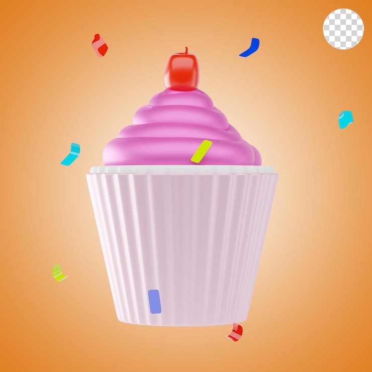 PSD icono y ilustración en 3d de pastel