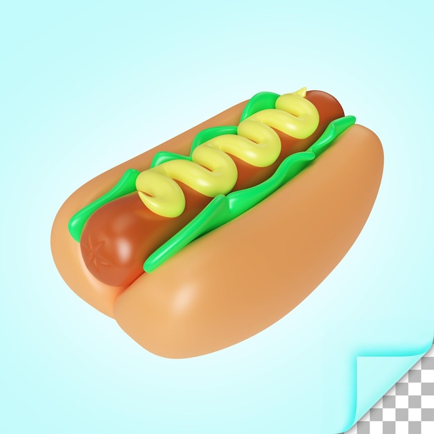 PSD icono de ilustración 3d de perrito caliente